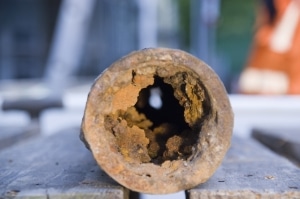 Kalkablagerungen im Wasserrohr